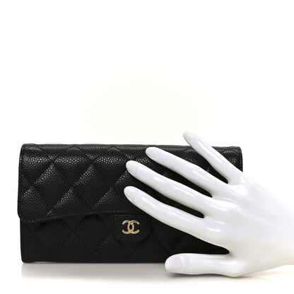 Chanel Caviar Quilted Large Gusset Flap Wallet Black 2 of 10
