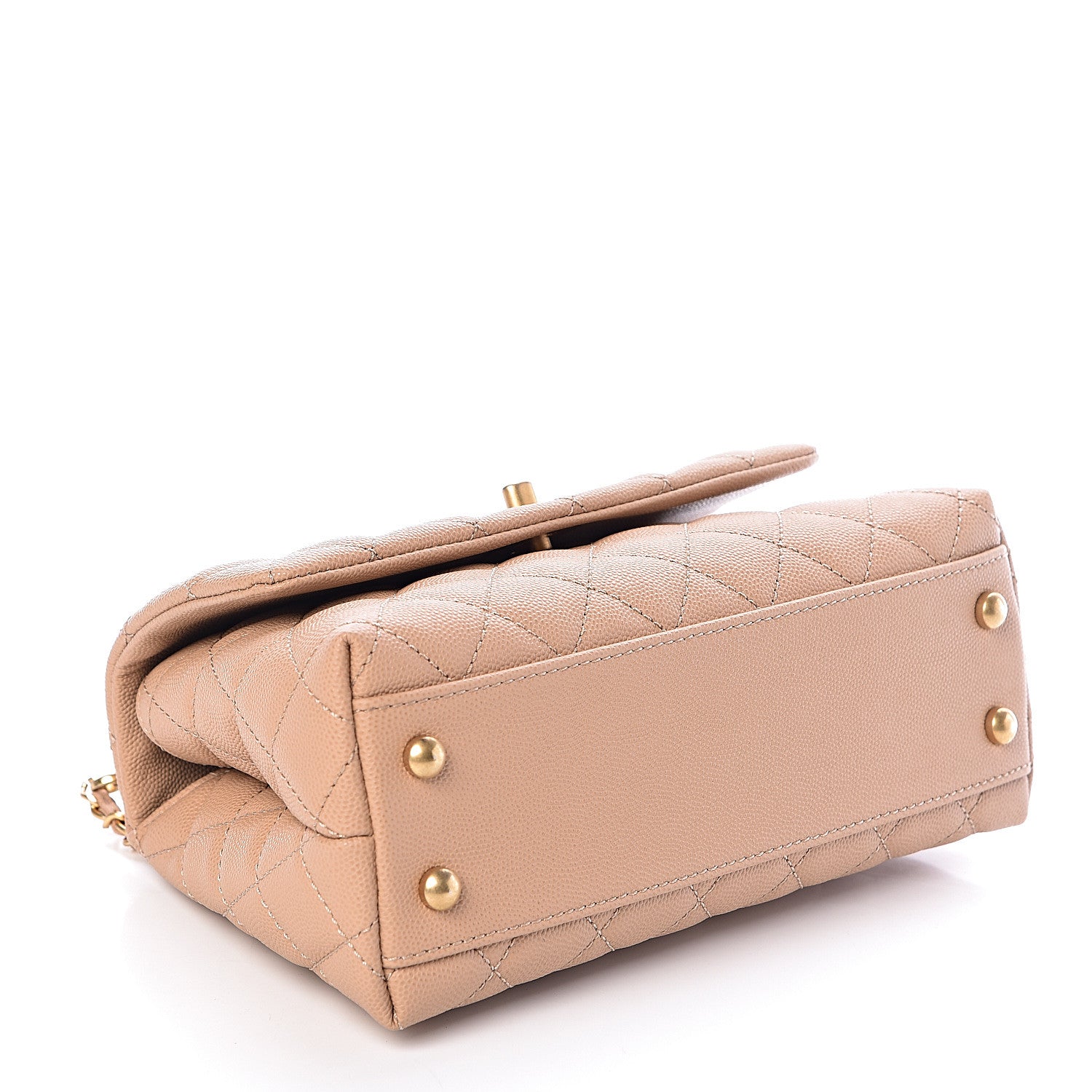 Chanel Caviar Lizard Embossed Quilted Mini Coco Handle Flap Beige 4 of 11