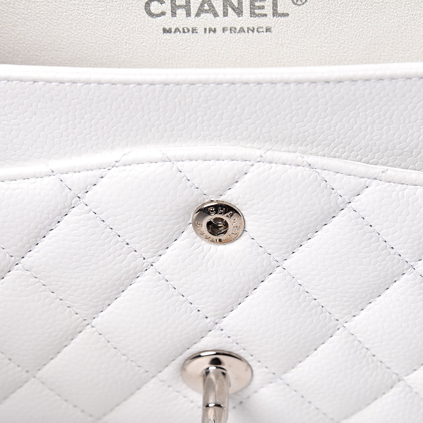 Caviar Quilted Medium Double Flap White