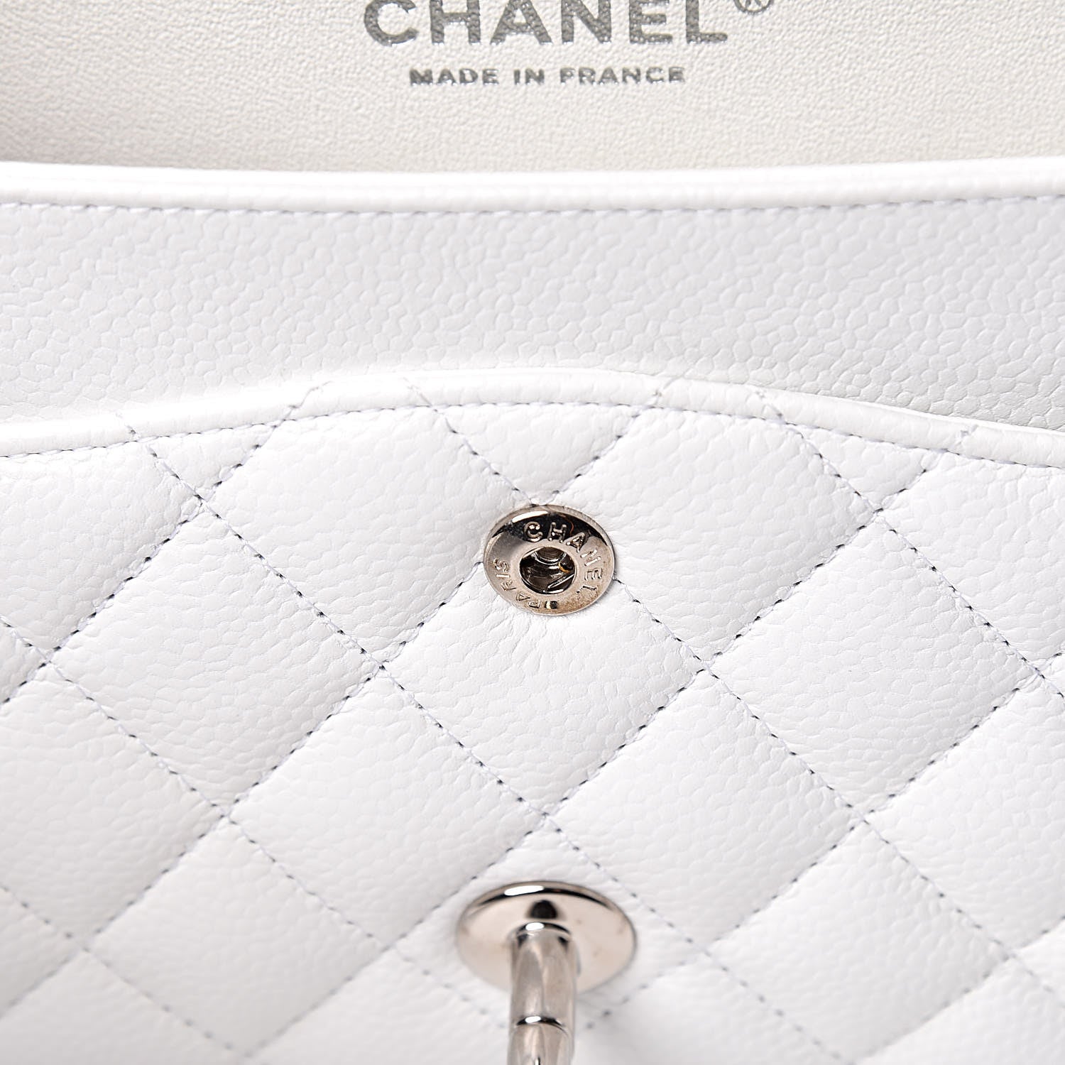 Chanel Caviar Quilted Medium Double Flap White 15 of 23