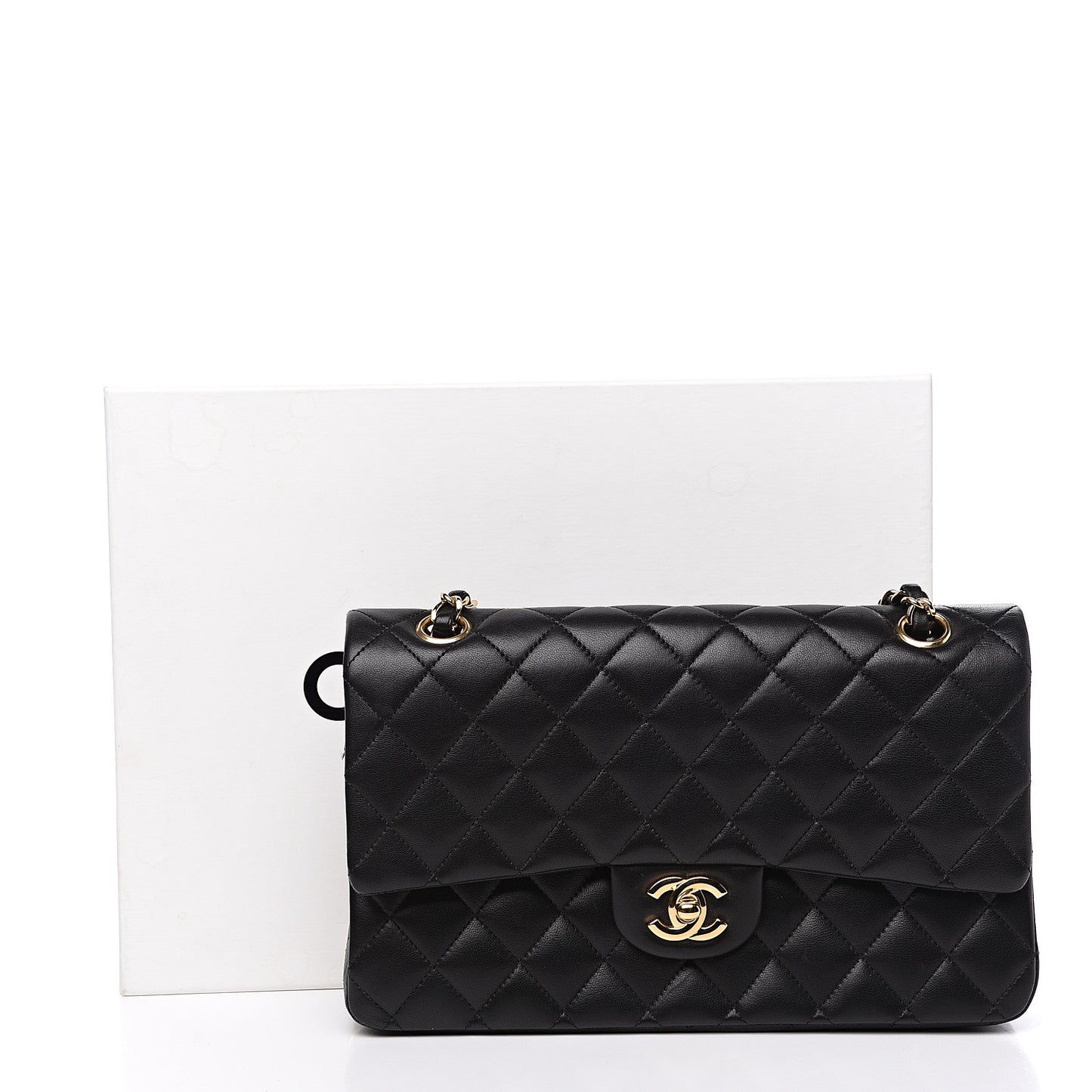 Lambskin Quilted Medium Double Flap Black
