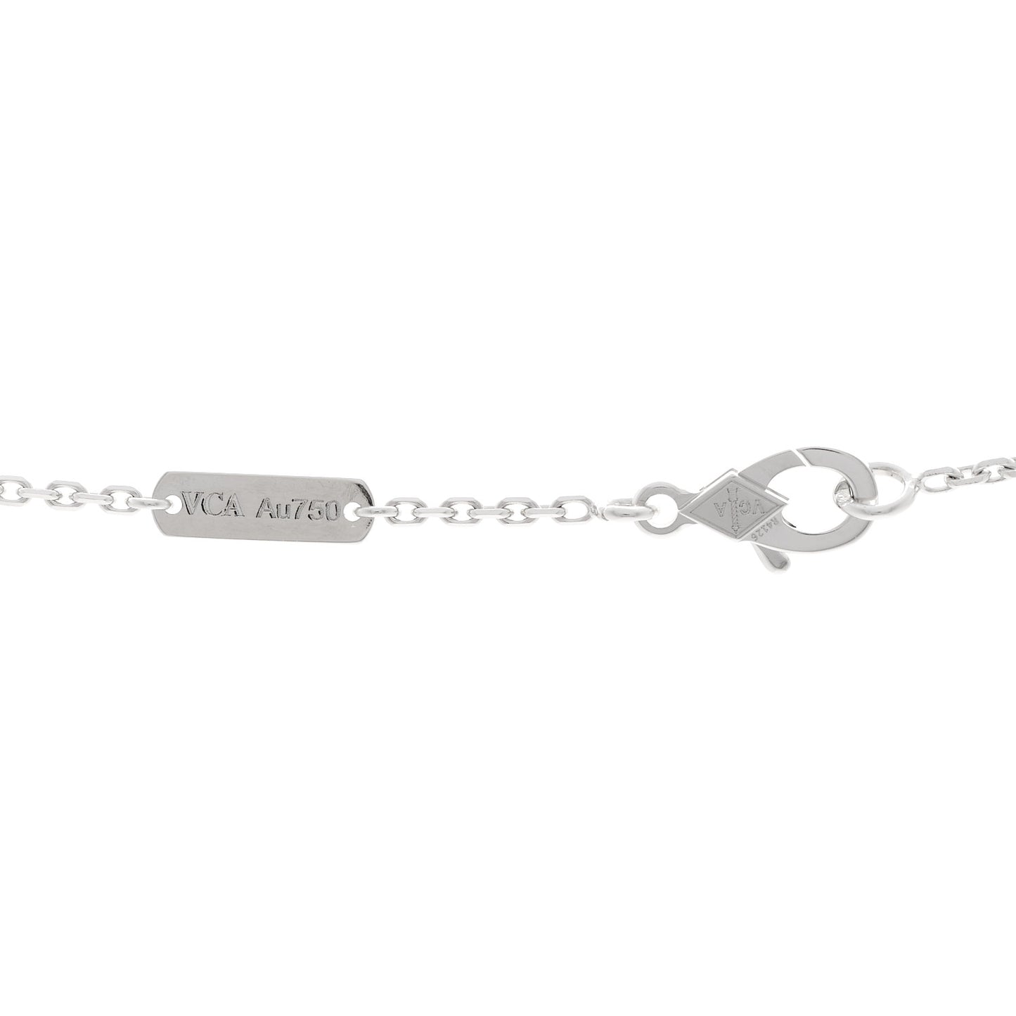18K White Gold Guilloche Vintage Alhambra Pendant Necklace