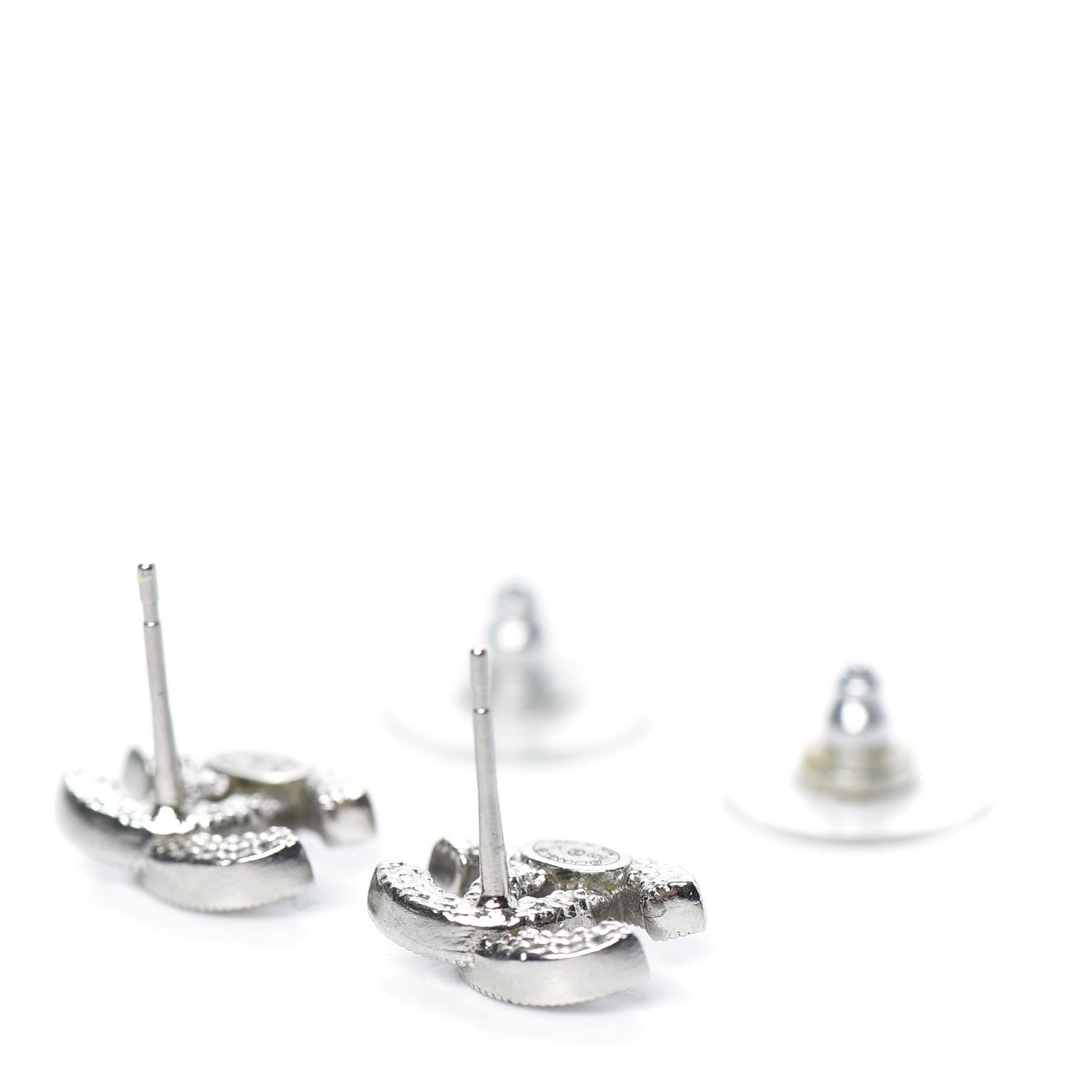 Chanel Crystal CC Earrings Silver 3 of 5