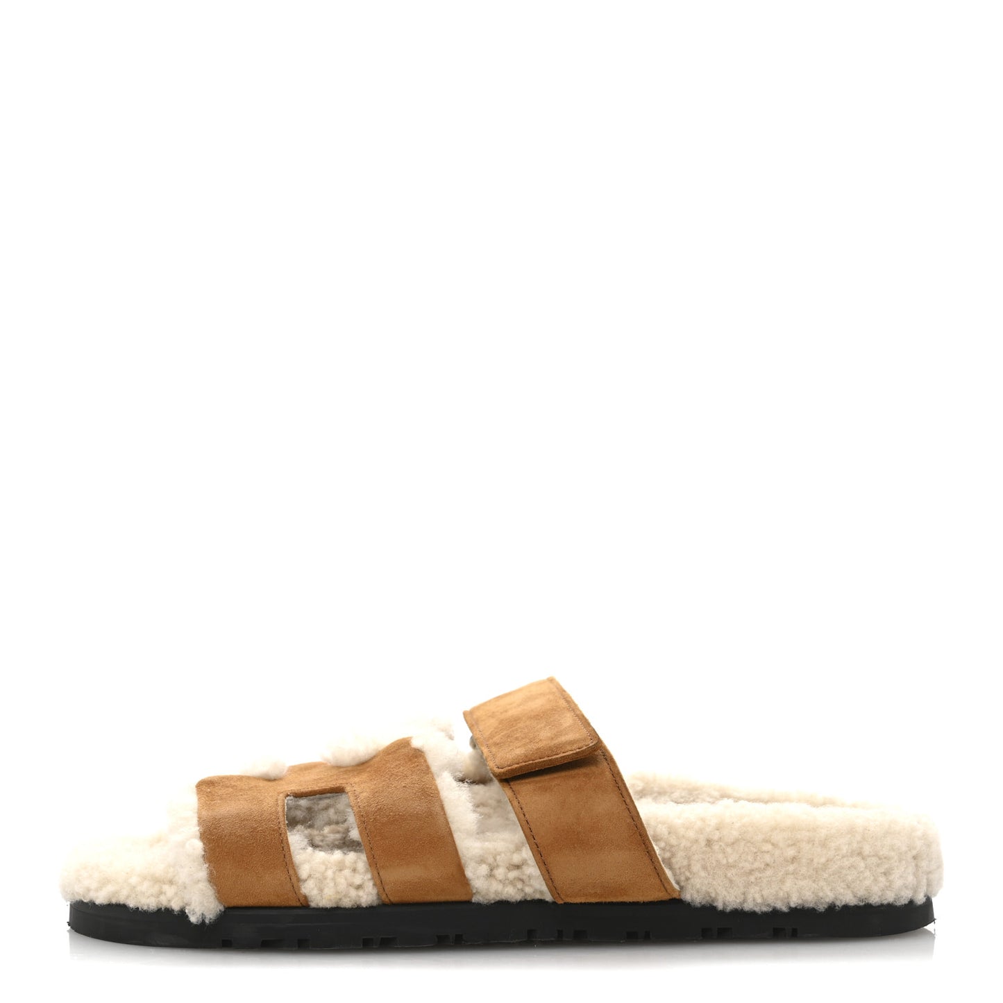 Suede Goatskin Woolskin Womens Chypre Sandals 37 Brun Fume Ecru