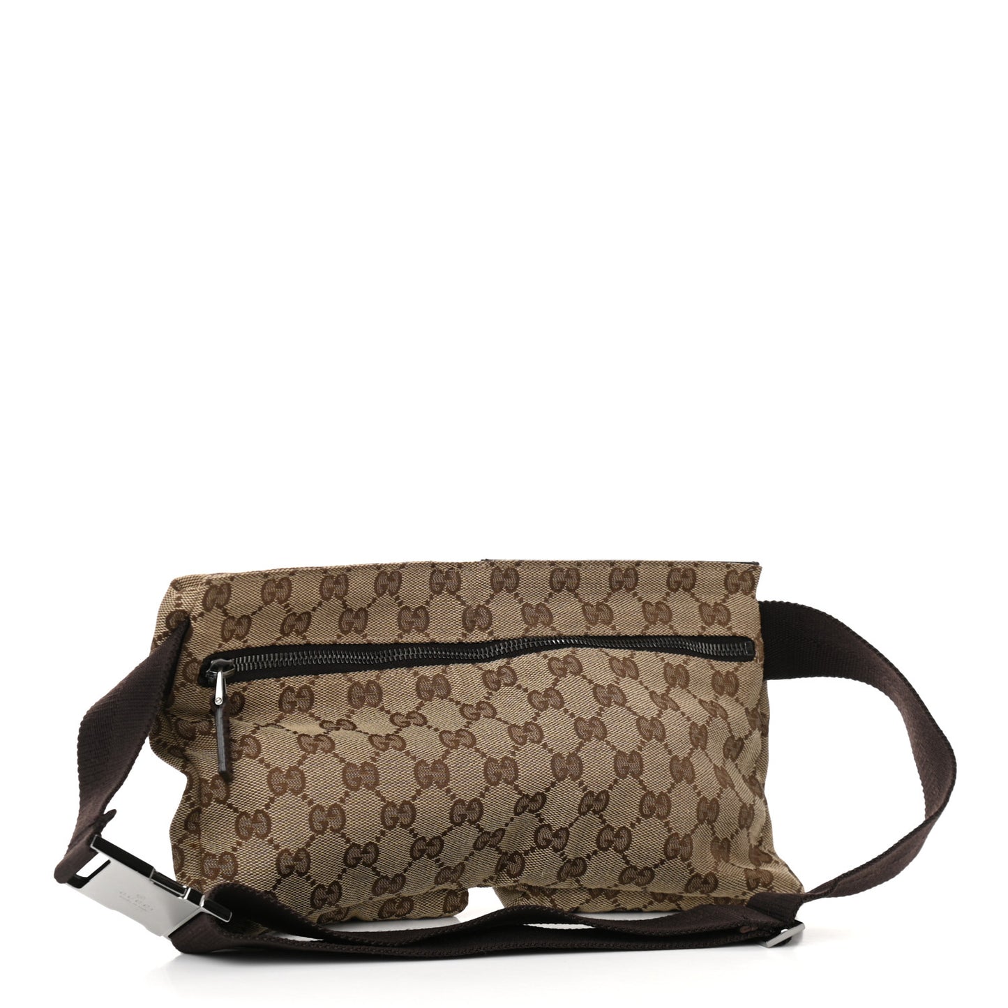 GG Monogram Double Pocket Belt Bag Dark Brown