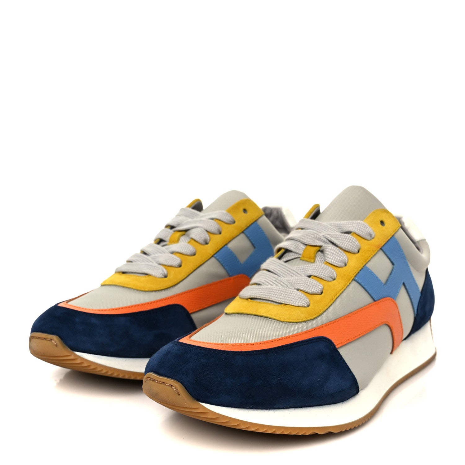 Hermes Suede Goatskin Technical Canvas Epsom Mens Chris Sneakers