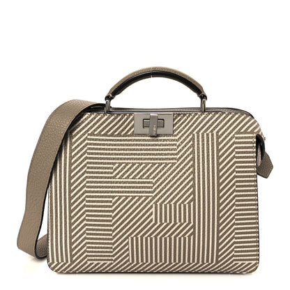 Fendi Cuoio Romano Striped Macro FF Bicolor Mini Peekaboo I SEE U Satchel Ghianda 1 of 11