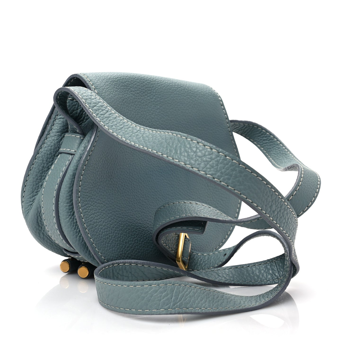 Calfskin Mini Marcie Round Crossbody Bag Faded Blue