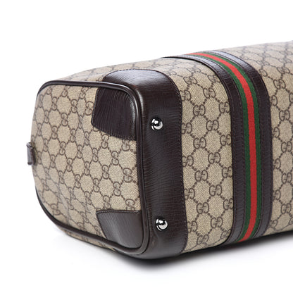 Gucci GG Supreme Monogram Web Medium Carry On Duffle Beige Dark Brown 7 of 8