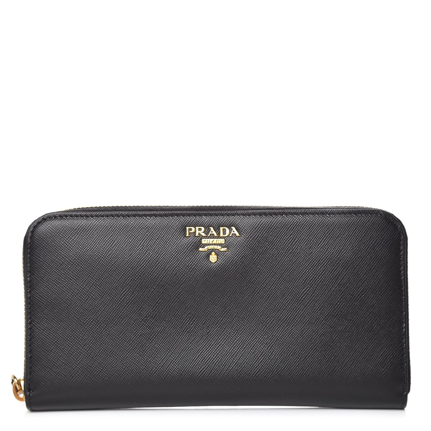 Saffiano Metal Zip Around Wallet Black