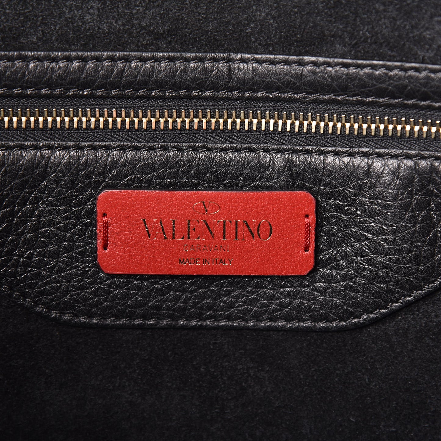 Grained Calfskin Small Rockstud Shoulder Tote Black