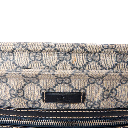 Gucci GG Supreme Monogram Small Flat Side Zip Messenger Bag Beige Blue 16 of 17