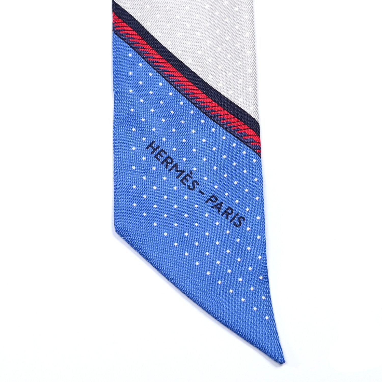Hermes Silk Les Voitures A Transformation Twilly Rouge Bleu Gris 4 of 4