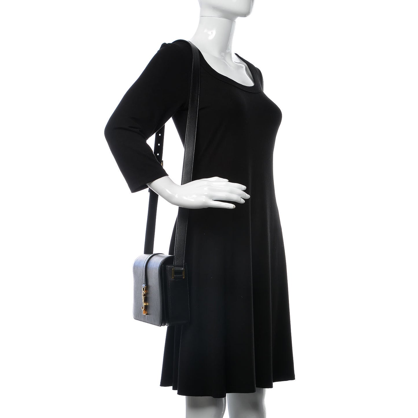 Textured Calfskin Medium Classic Monogram Universite Bag Black