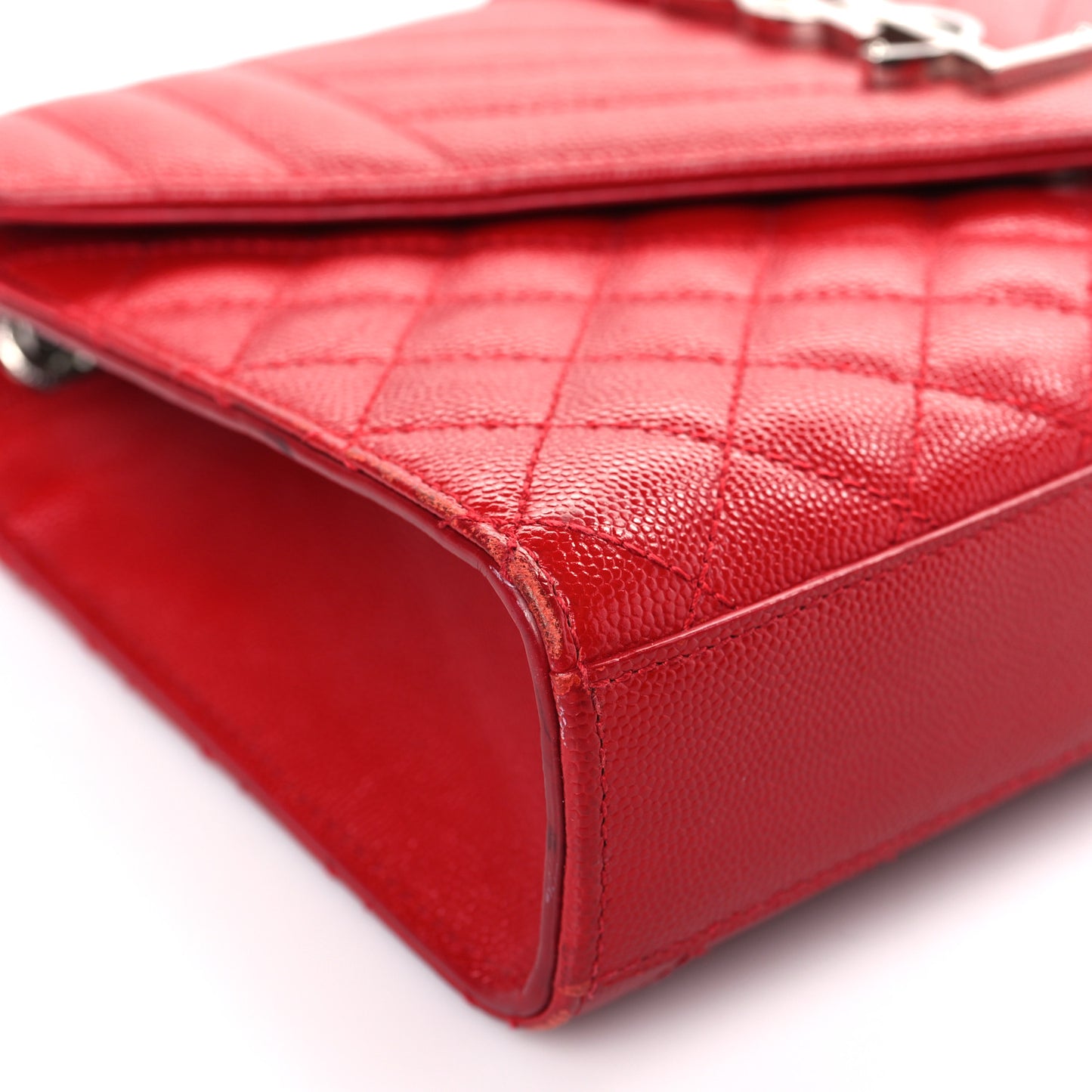 Grain De Poudre Textured Mixed Matelasse Triquilt Medium Monogram Satchel New Red