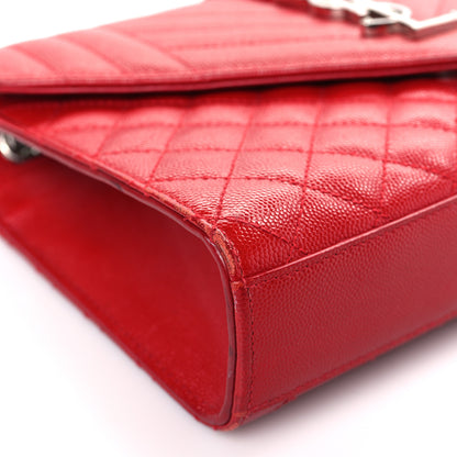 Saint Laurent Grain De Poudre Textured Mixed Matelasse Triquilt Medium Monogram Satchel New Red 7 of 12