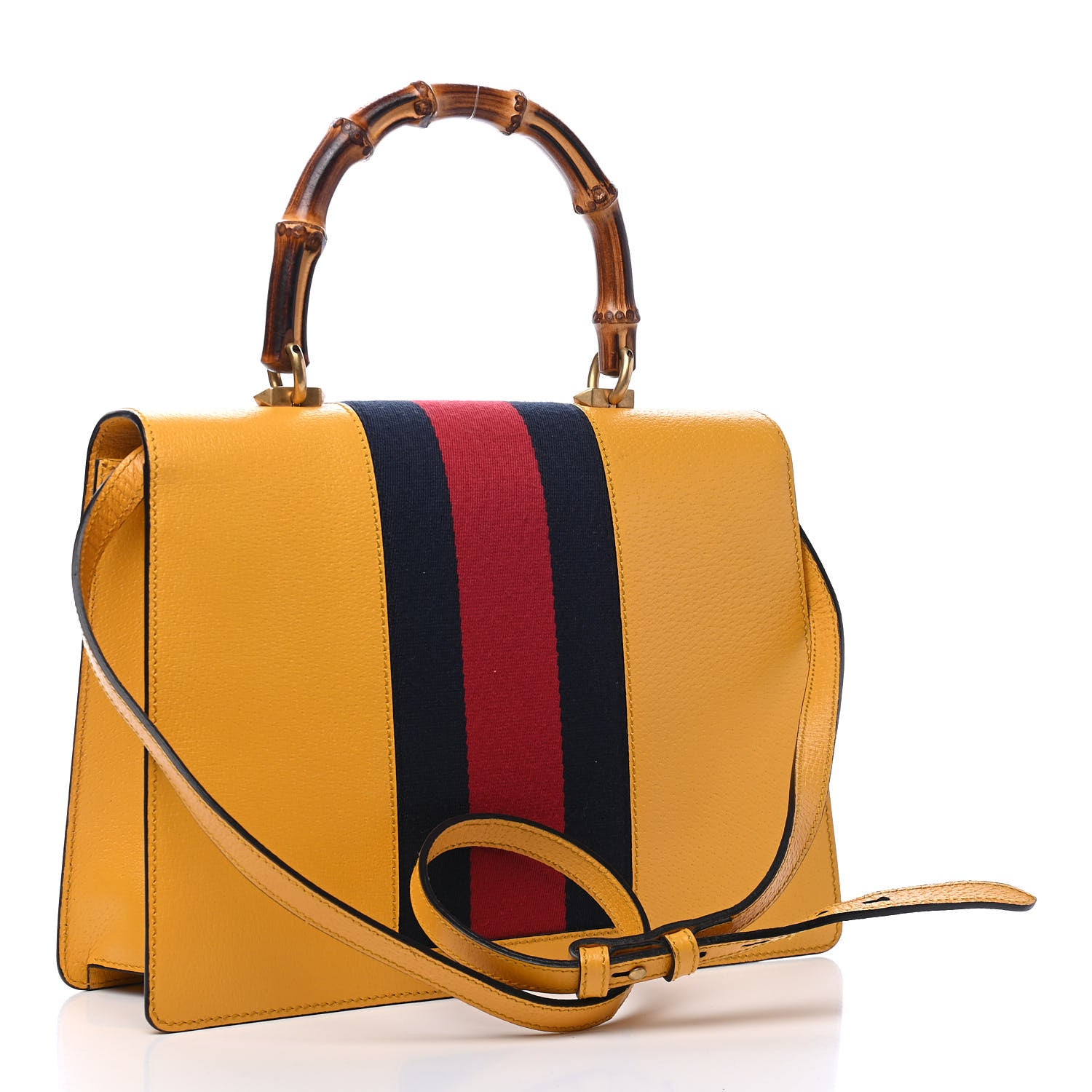 Gucci Textured Calfskin Bamboo Web Medium Falena Moth Top Handle Bag Crop 2 of 6