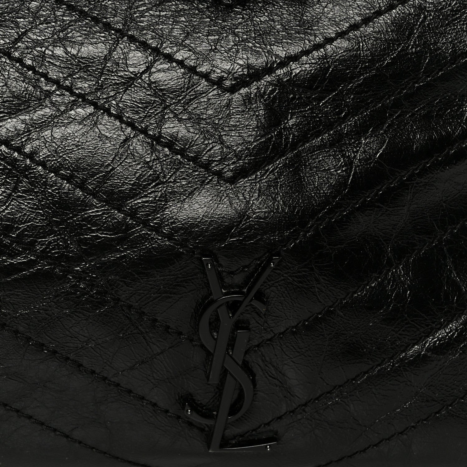 Saint Laurent Crinkled Calfskin Matelasse Monogram Large Niki Shopper Tote Black 8 of 12