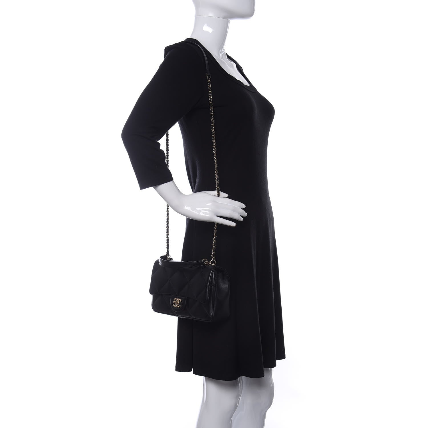 Chanel Lambskin Quilted Small Easy Carry Flap Black 2 of 10
