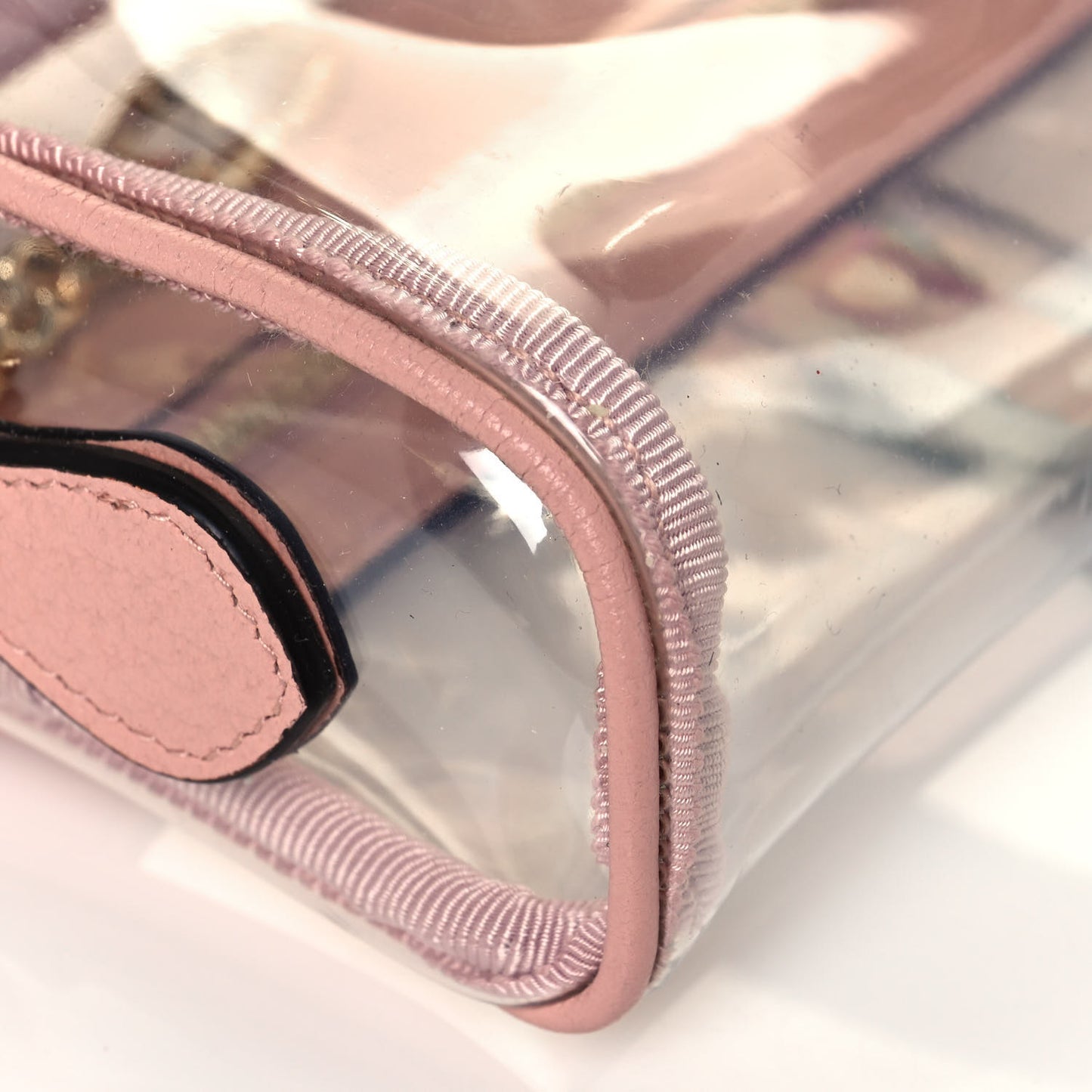 Vinyl Web Mini Ophidia Transparent Shoulder Bag Perfect Pink