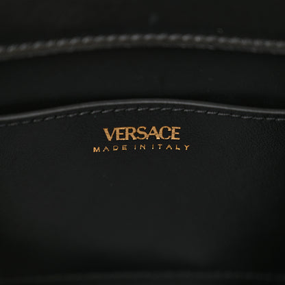 Versace Calfskin Snakeskin Mini Virtus Top Handle Shoulder Tote Optical White Natural 6 of 13