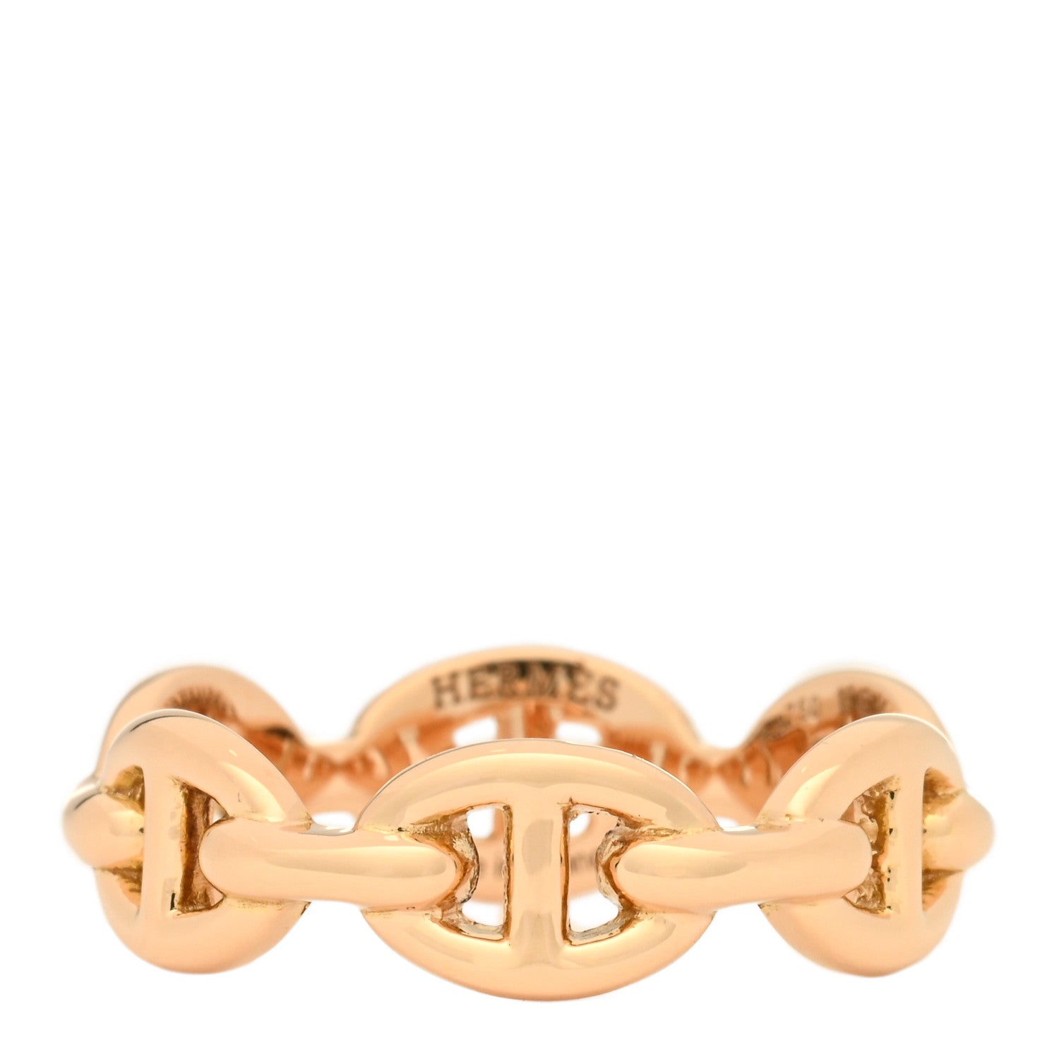 Hermes 18K Rose Gold PM Chaine D'Ancre Enchainee Ring 52 6 1 of 5
