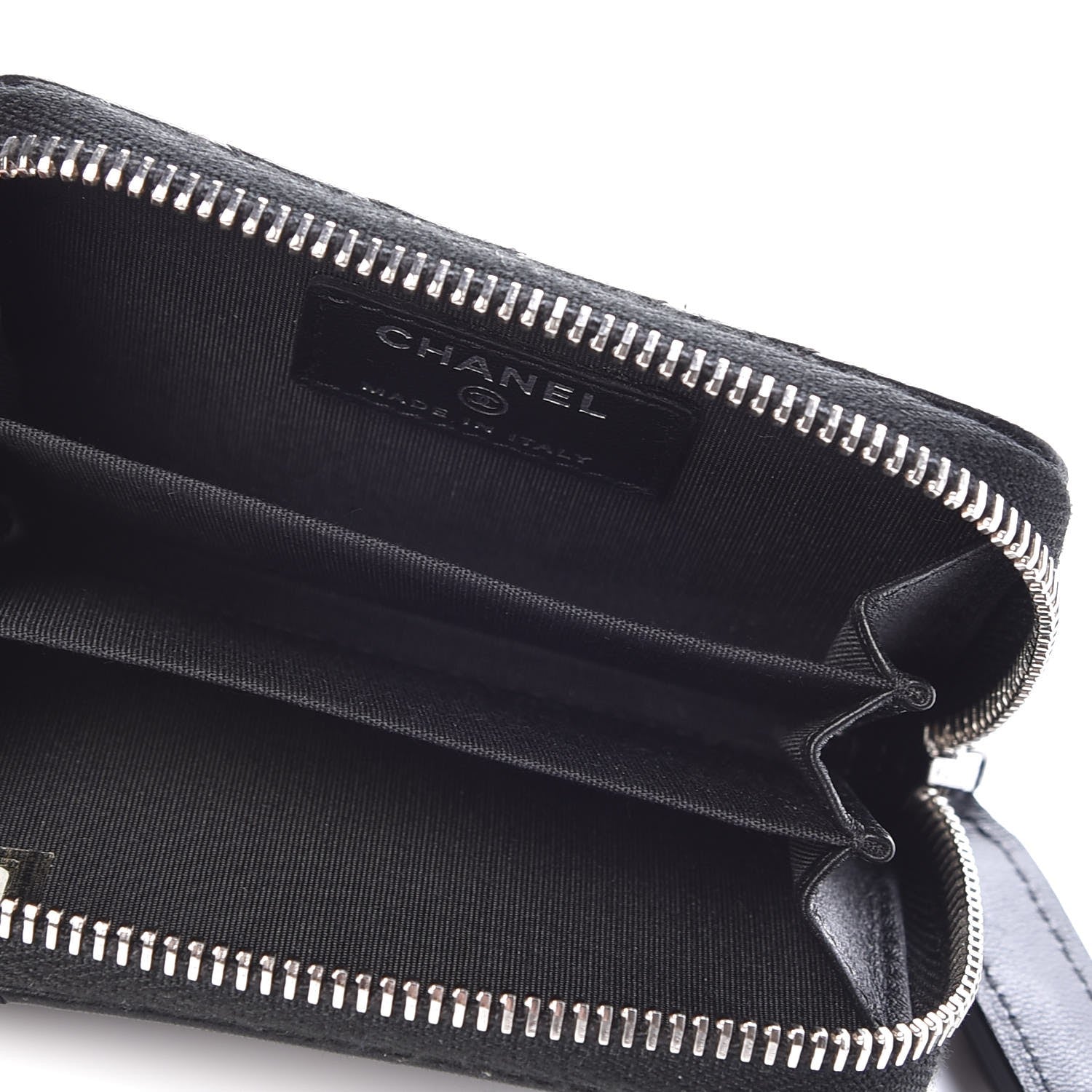 Chanel Lambskin Quilted Crossing Zip Around Coin Purse Black 5 of 7