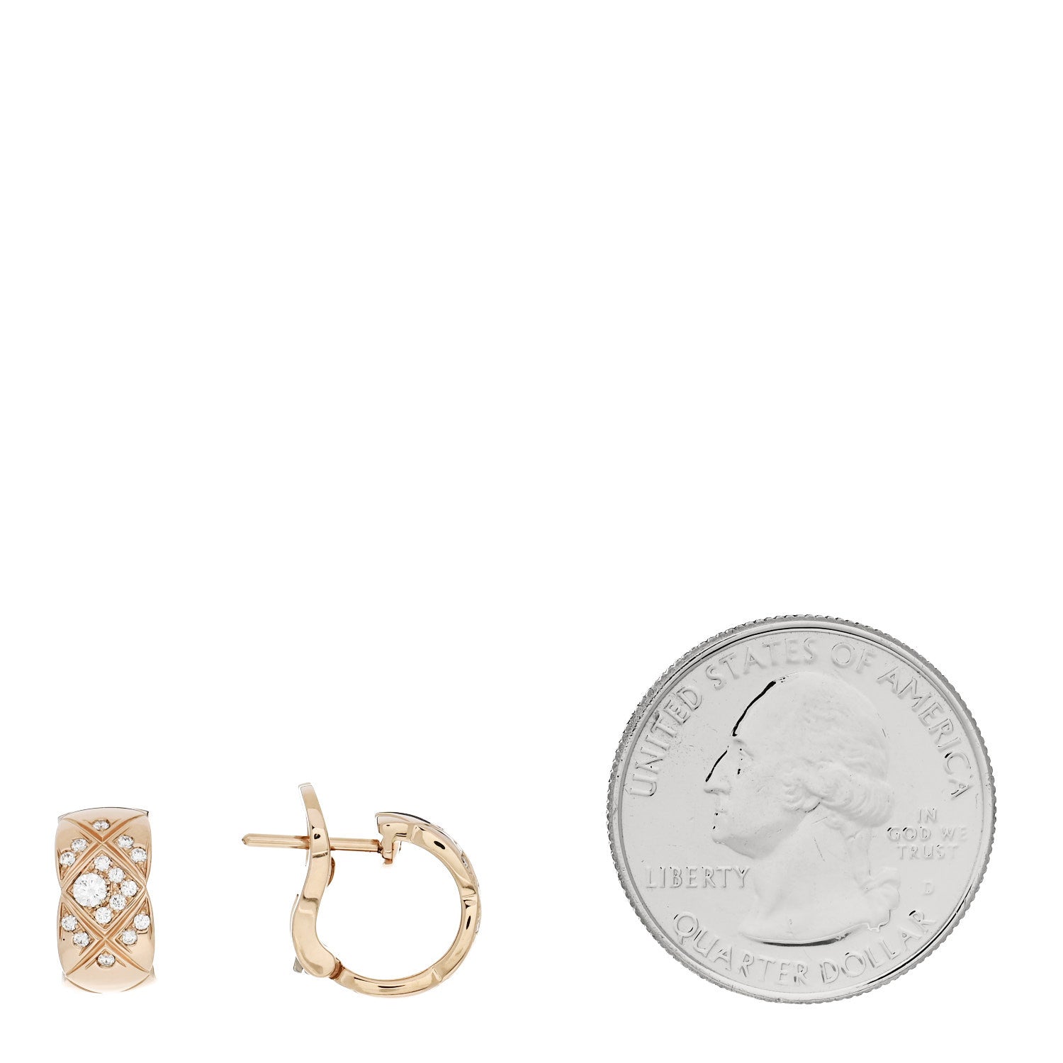 Chanel 18K Beige Gold Diamond Coco Crush Hoop Earrings 2 of 5