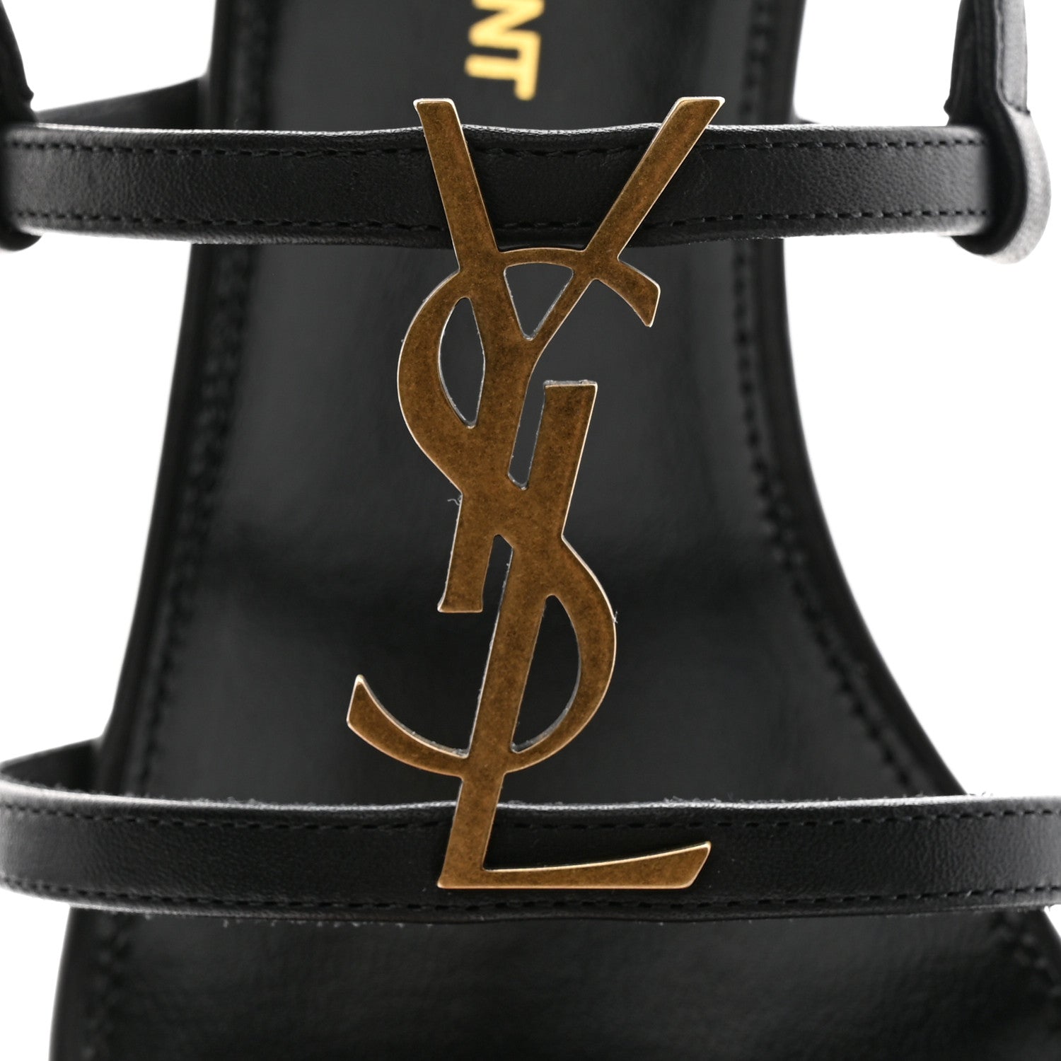Saint Laurent Patent Calfskin Cassandra Monogram Sandals 39 Black 9 of 10