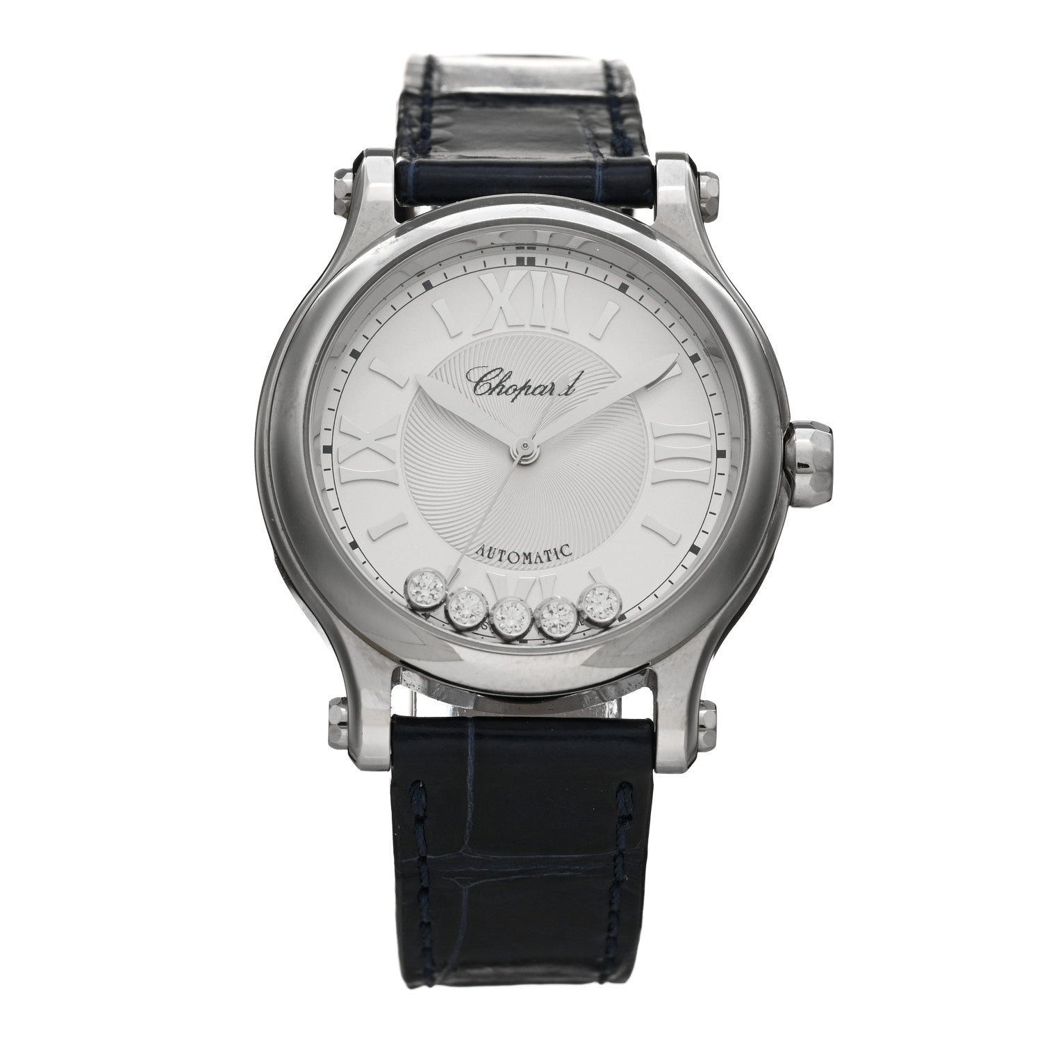 Chopard Stainless Steel Alligator 5 Diamond 33mm Happy Sport Automatic Watch 1 of 5