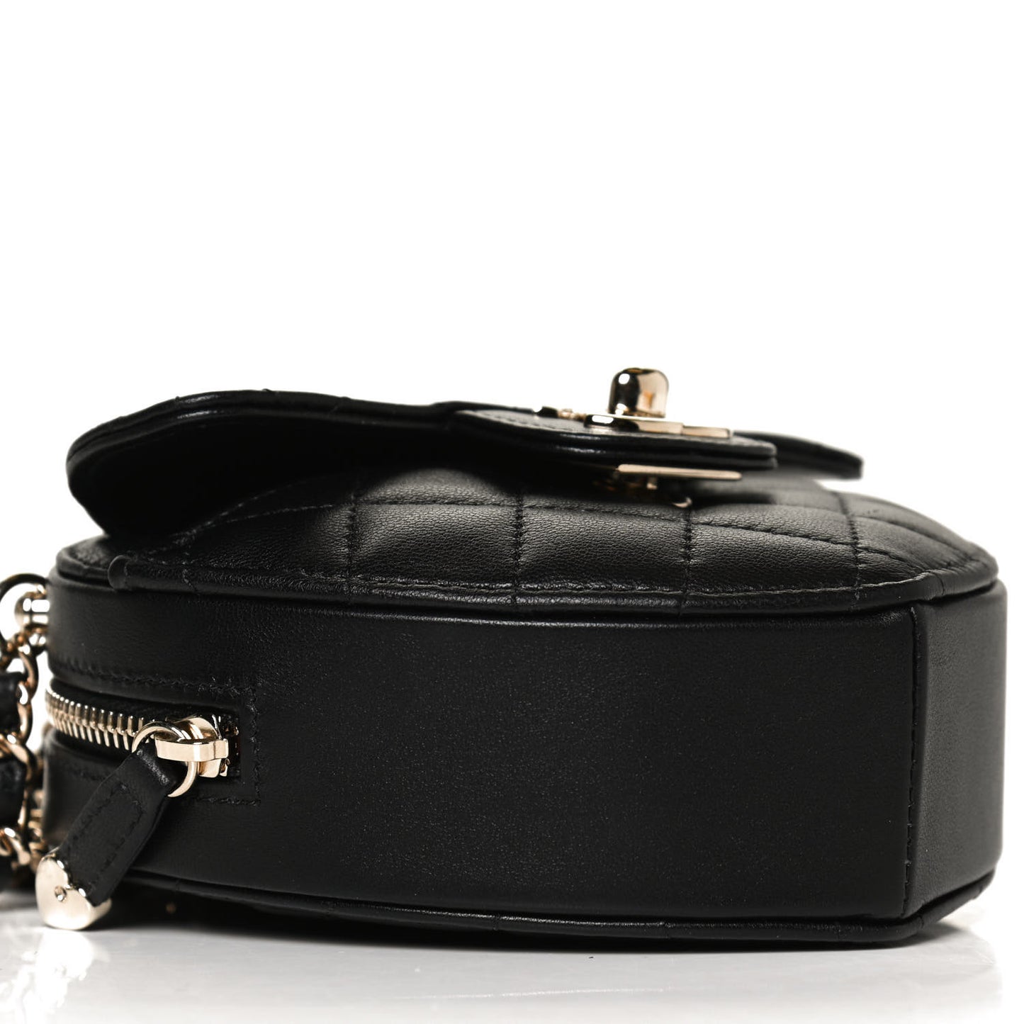 Lambskin Quilted CC In Love Heart Clutch With Chain Black