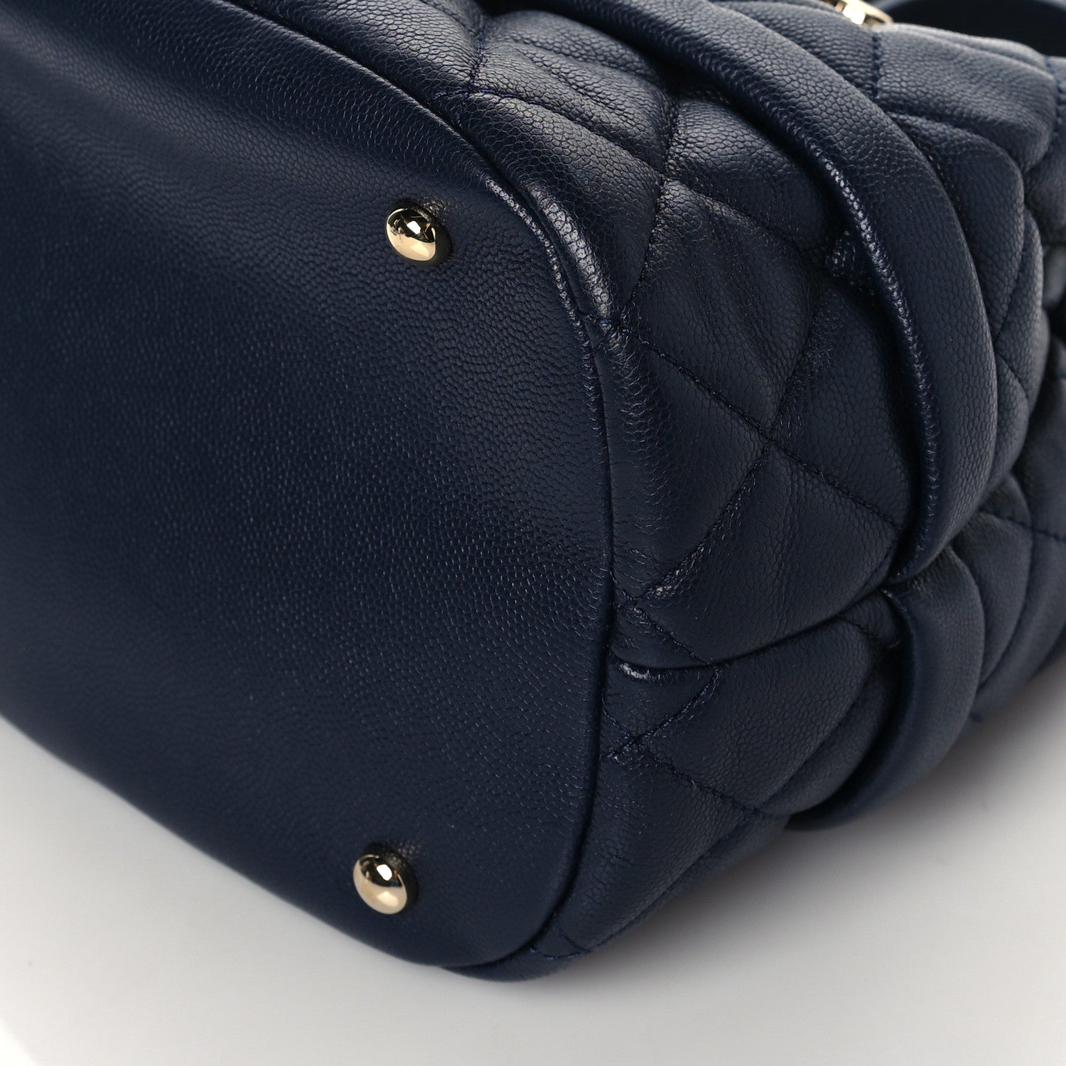 Chanel Caviar Quilted Rolled Up Bucket Drawstring Bag Navy 10 of 10