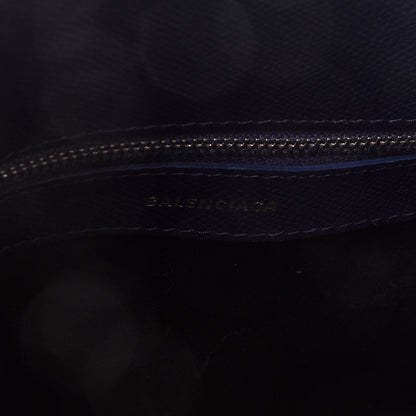 Balenciaga Signature Grained Calfskin Logo S Ville Top Handle Bag Bleu Canopee White 6 of 12