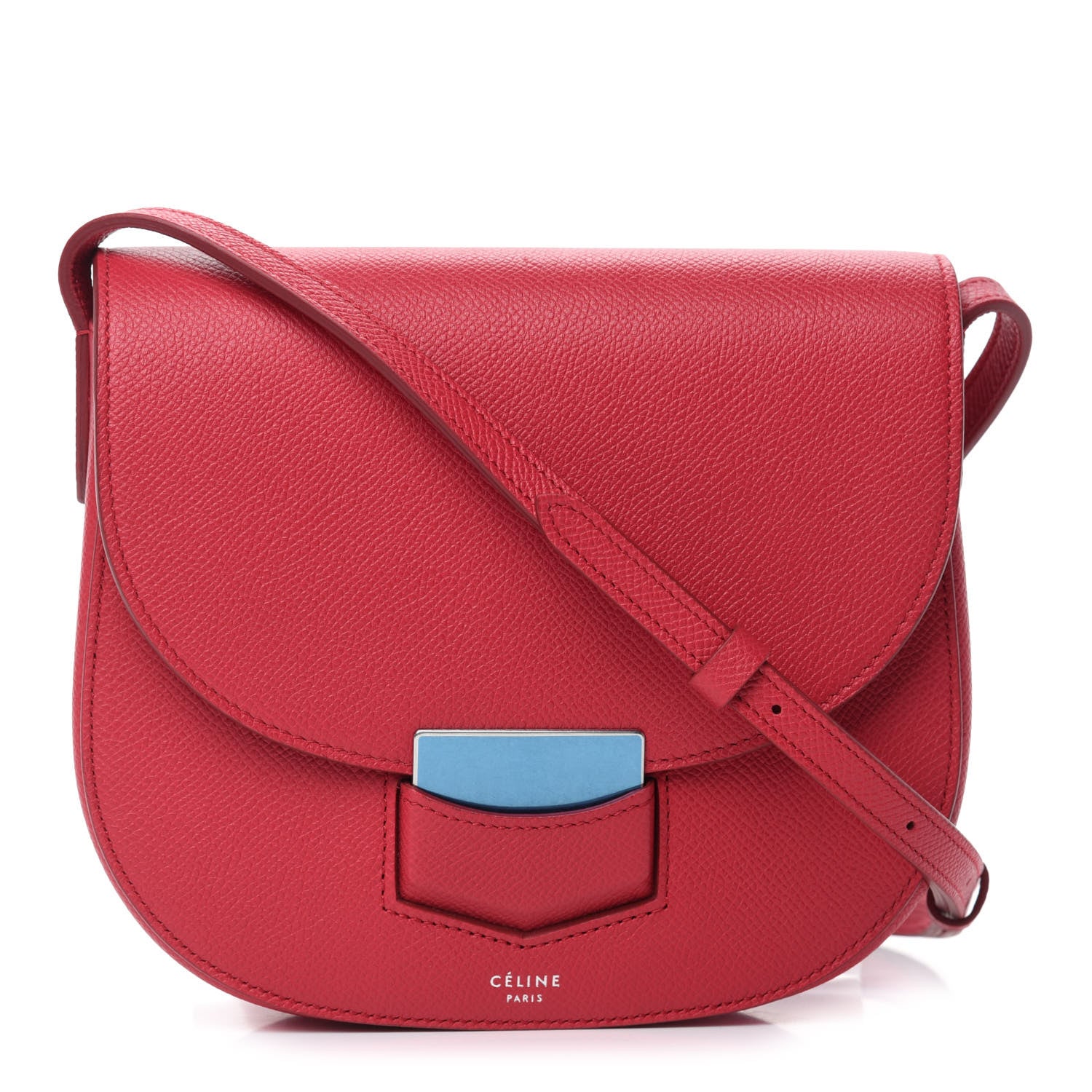 Celine Grained Calfskin Small Trotteur Dark Pink 1 of 9