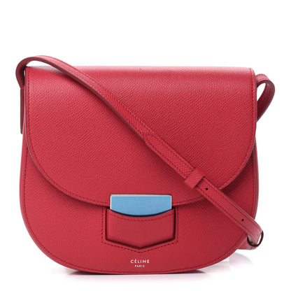 Celine Grained Calfskin Small Trotteur Dark Pink 1 of 9