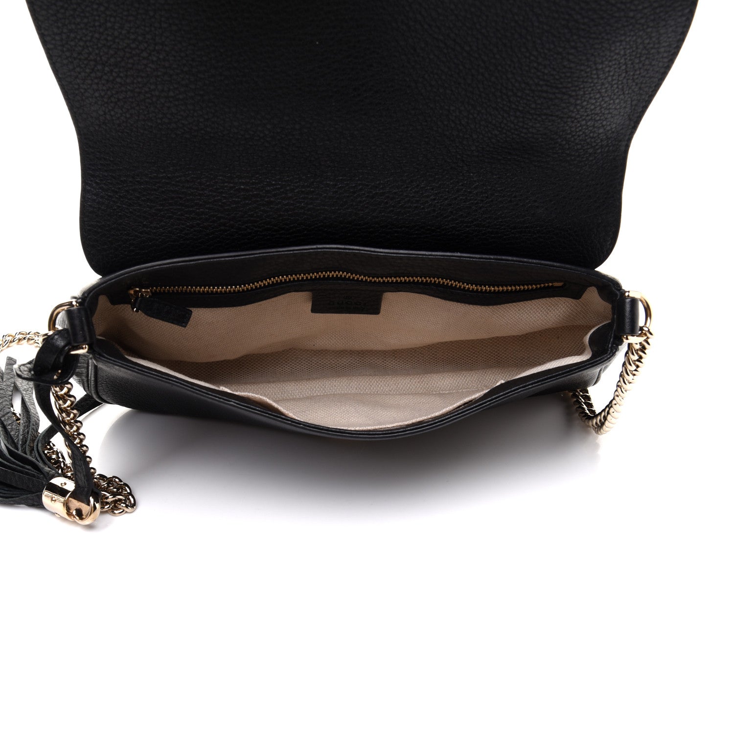 Gucci Pebbled Calfskin Medium Soho Flap Crossbody Black 5 of 13