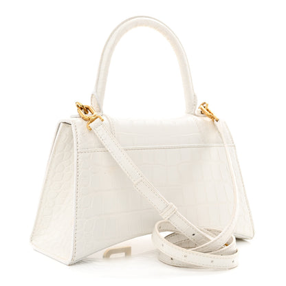 Balenciaga Shiny Calfskin Crocodile Embossed Small Hourglass Top Handle Bag White 2 of 10