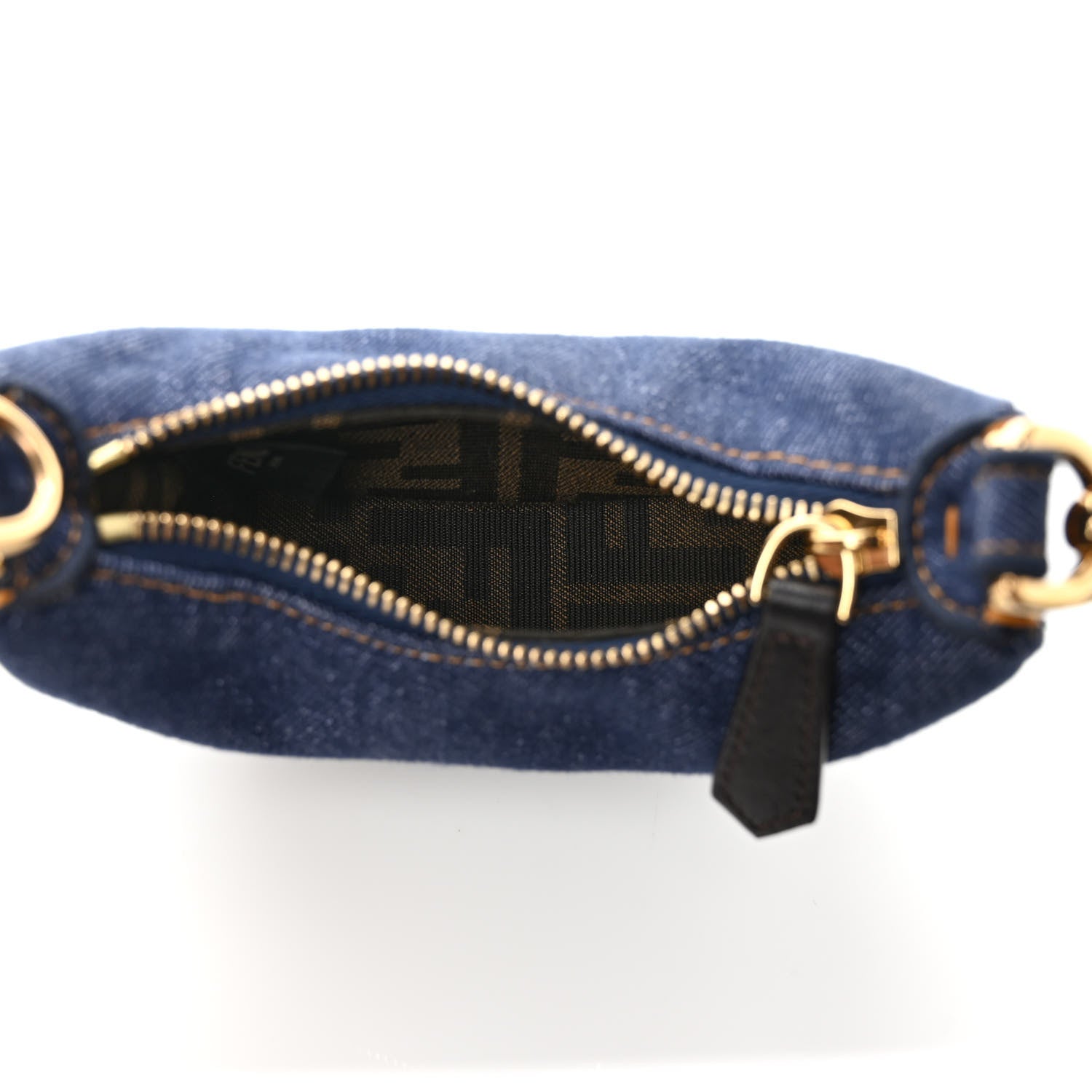 Fendi Denim Shiny Nappa Nano Fendigraphy Hobo Charm Blue Moro 5 of 7
