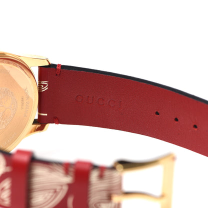 Gucci Stainless Steel Calfskin 38mm G-Timeless Butterfly Quartz Watch Red 6 of 7