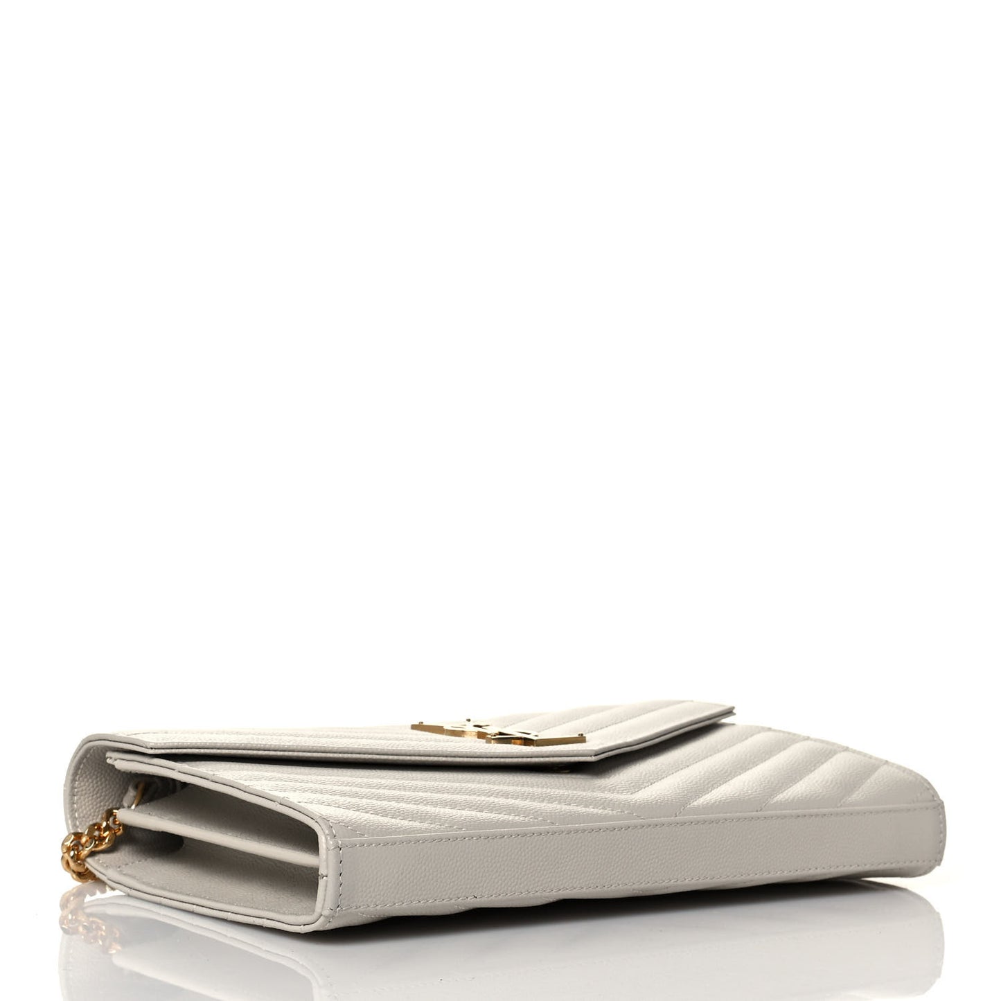 Grain De Poudre Matelasse Chevron Monogram Chain Wallet Crema Soft