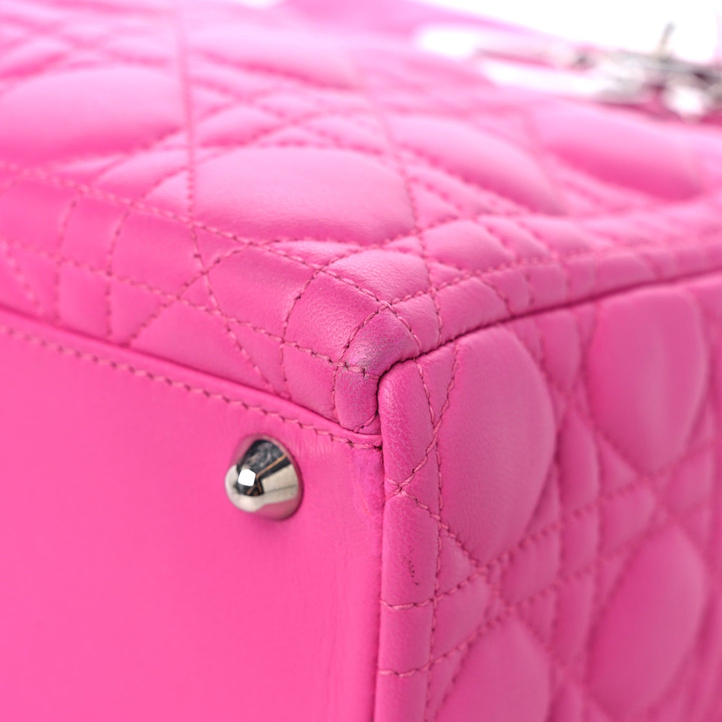 Lambskin Cannage Large Lady Dior Fuchsia