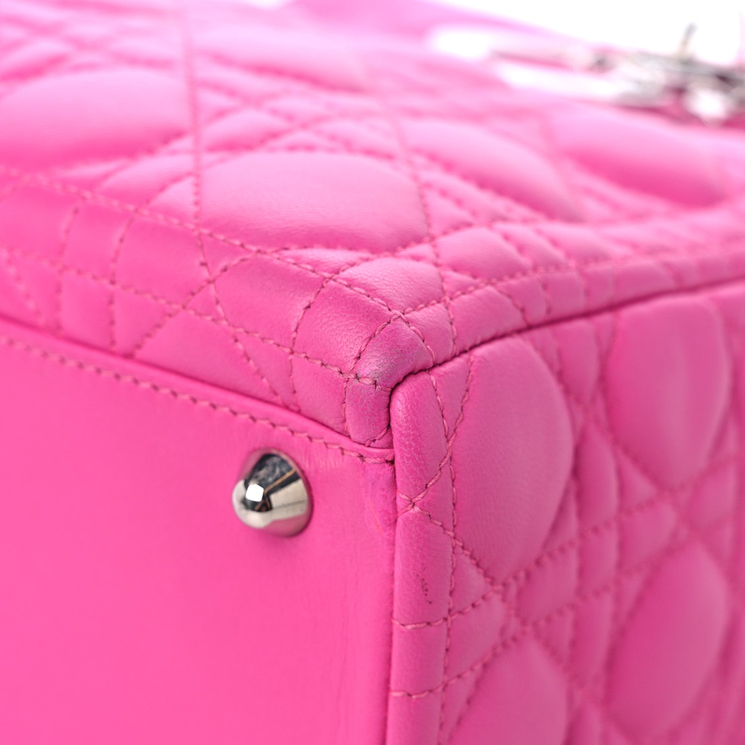 Christian Dior Lambskin Cannage Large Lady Dior Fuchsia 11 of 14