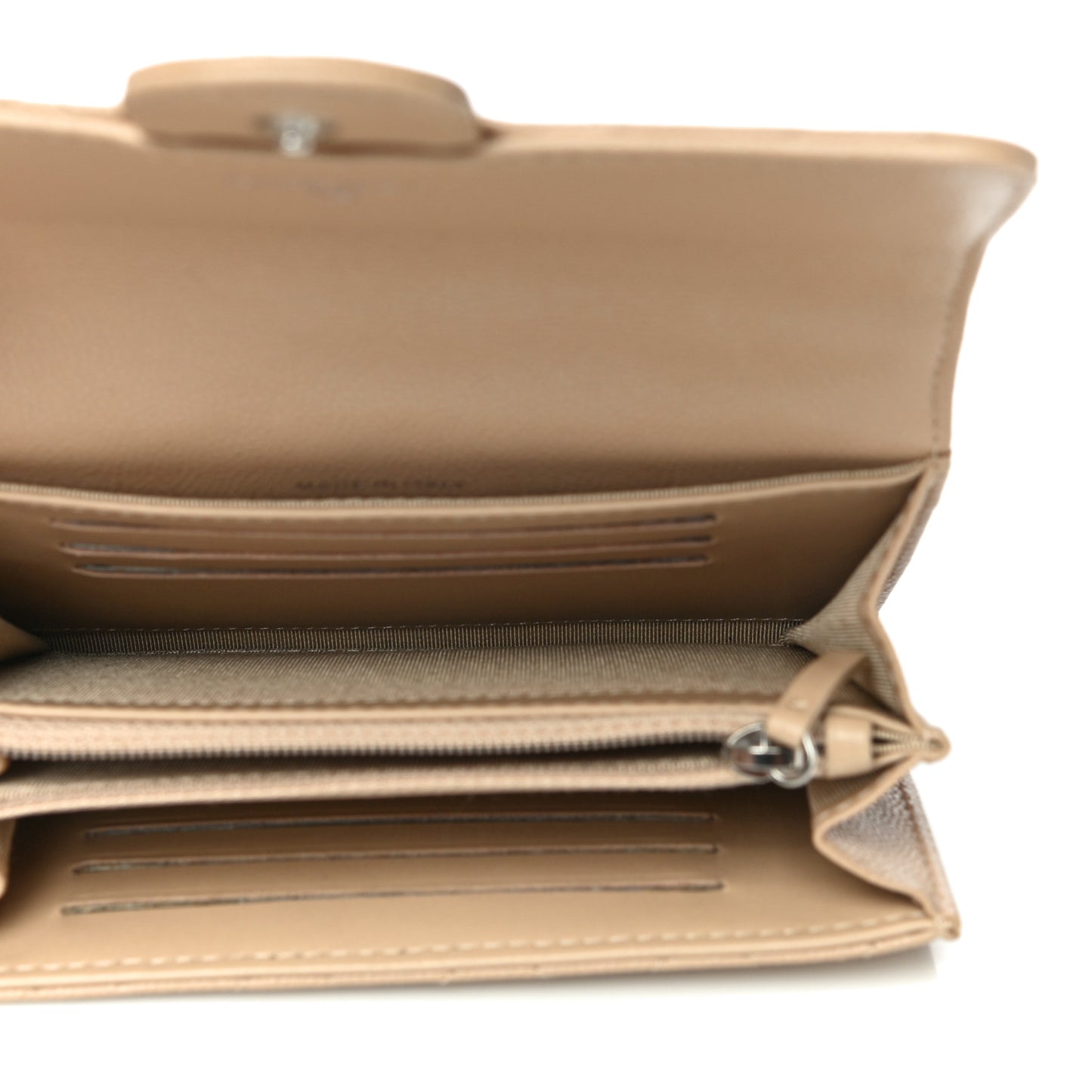 Caviar Quilted Medium Flap Wallet Beige