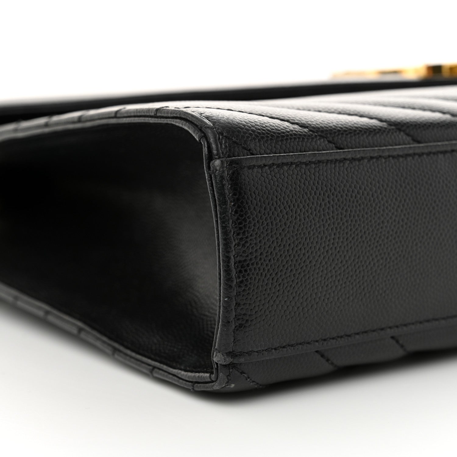 Saint Laurent Grain De Poudre Matelasse Chevron Large Monogram Satchel Black 9 of 15
