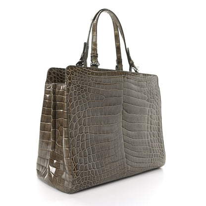 Bottega Veneta Shiny Crocodile Top Handle Tote Grey 3 of 9