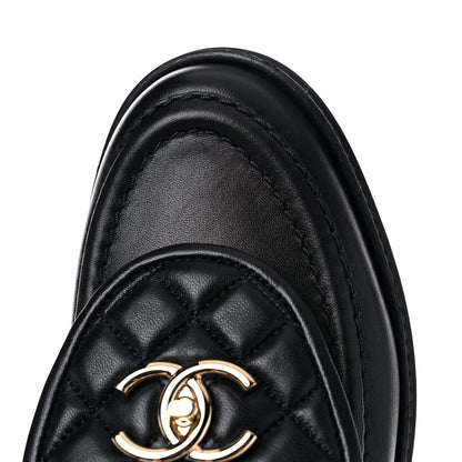 Chanel Lambskin Quilted CC Turnlock Loafers 39 Black 12 of 13