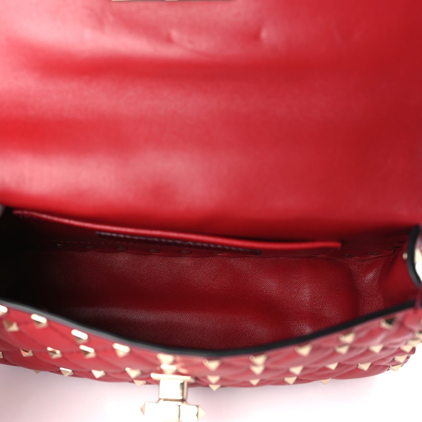 Nappa Small Rockstud Spike Shoulder Bag Rosso Valentino