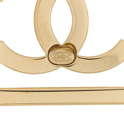Chanel Metal Square Cutout CC Hoop Earrings Gold 4 of 4