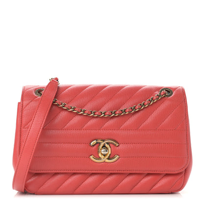 Chanel Shiny Goatskin Diagonal Quilted Small Flap Red 1 of 10