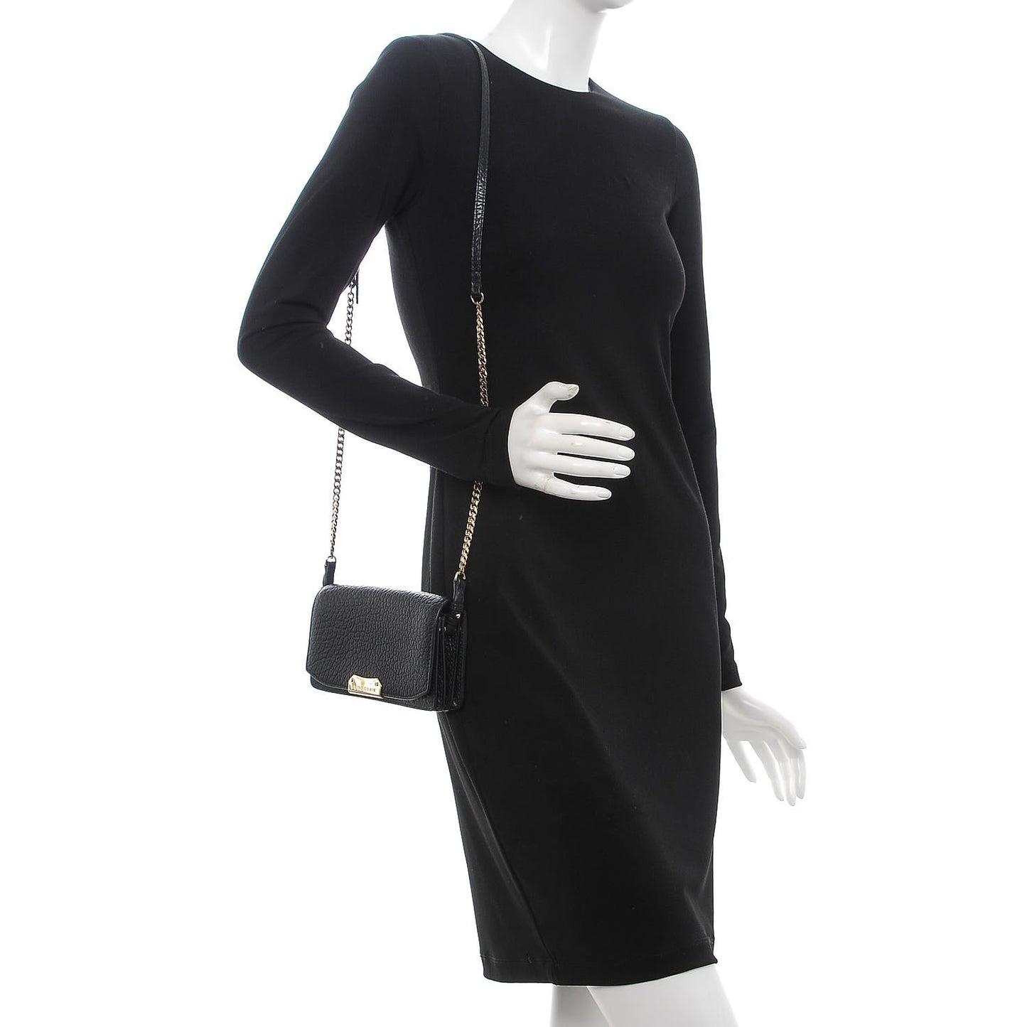 Signature Grain Small Madison Chain Clutch Black